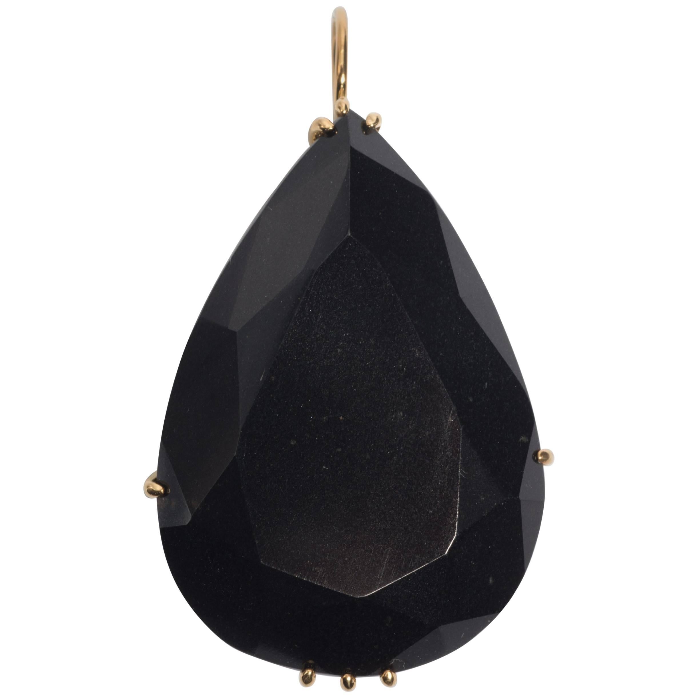 Large Pear Shape Faceted Black Jade Vermeil Necklace Enhancer