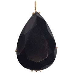 Large Pear Shape Faceted Black Jade Vermeil Necklace Enhancer