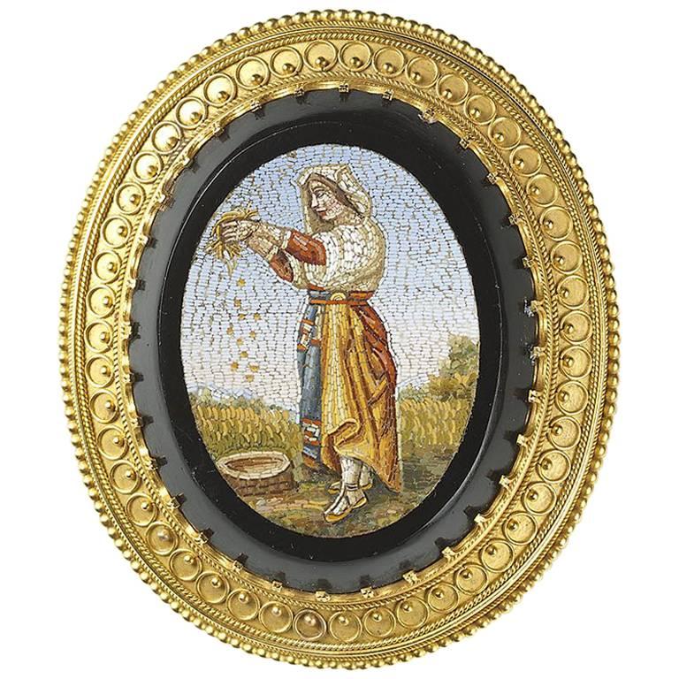 Antique Micromosaic Brooch For Sale
