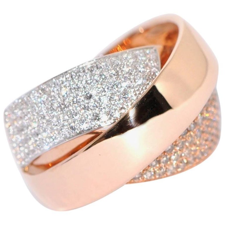 Rose Gold and Diamonds Interlaced Fashion Ring at 1stDibs