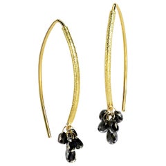 Barbara Heinrich Shimmering Faceted Black Diamond Gold Briolette Drop Earrings
