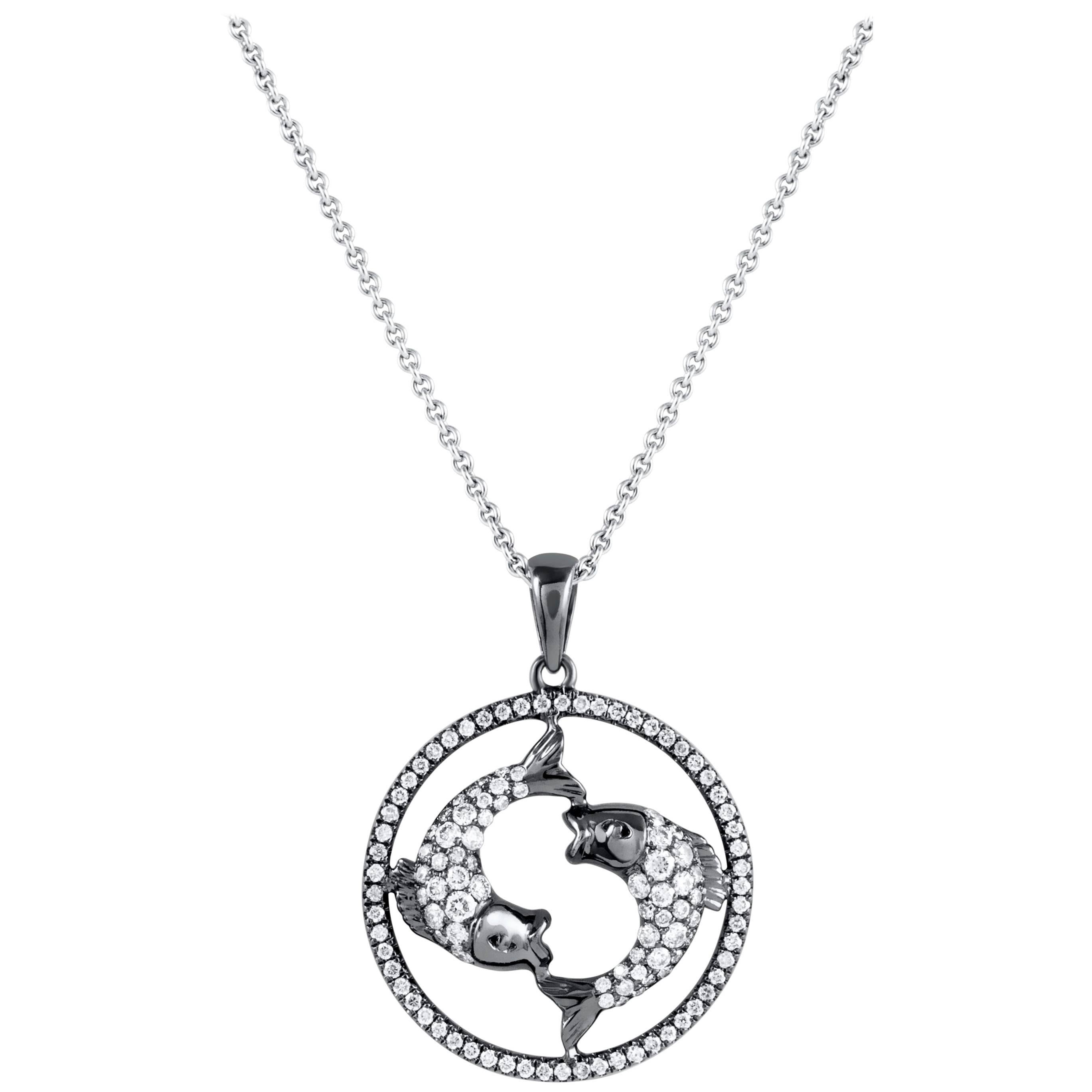 Pisces Zodiac Diamond Pendant Necklace