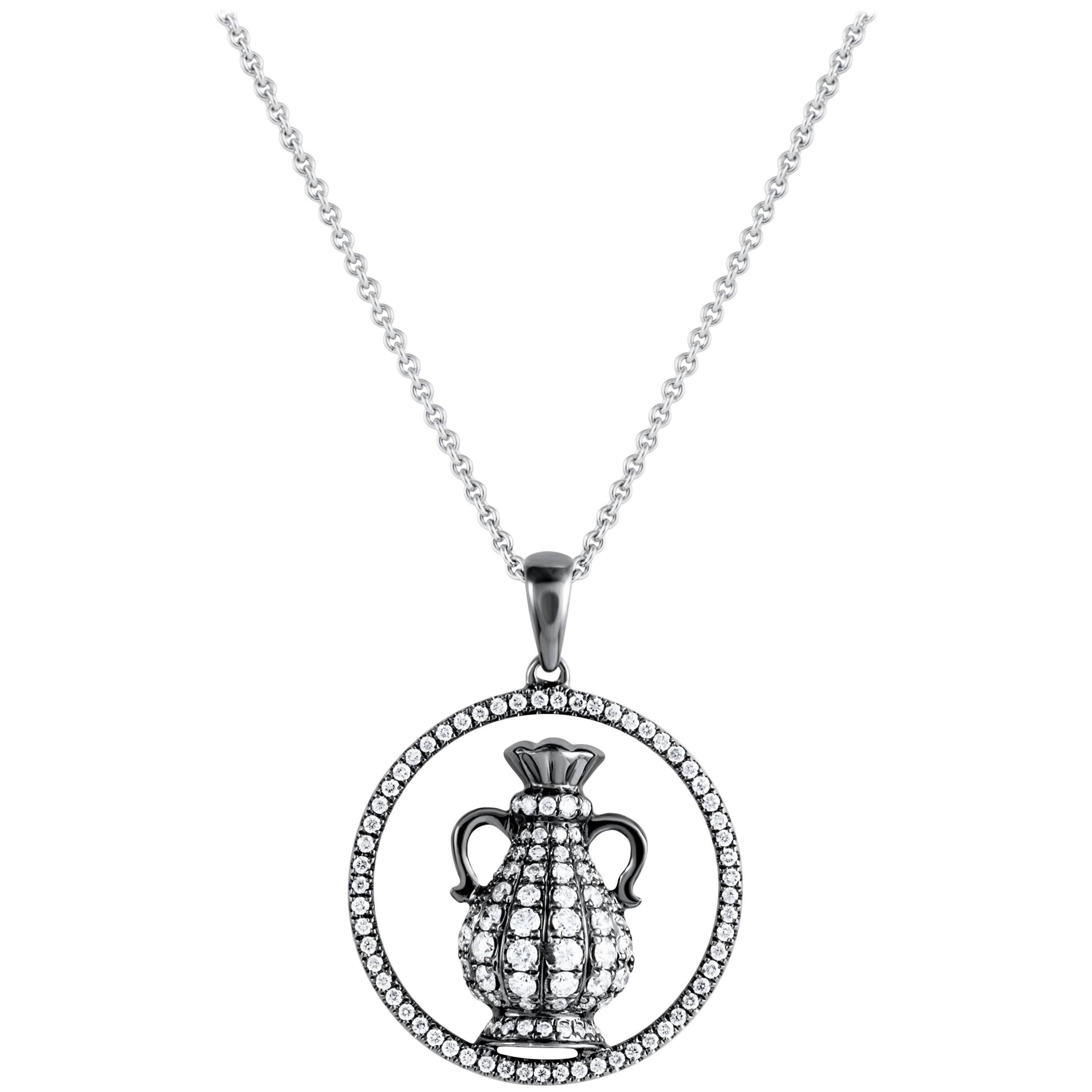 Aquarius Zodiac Diamond Pendant Necklace