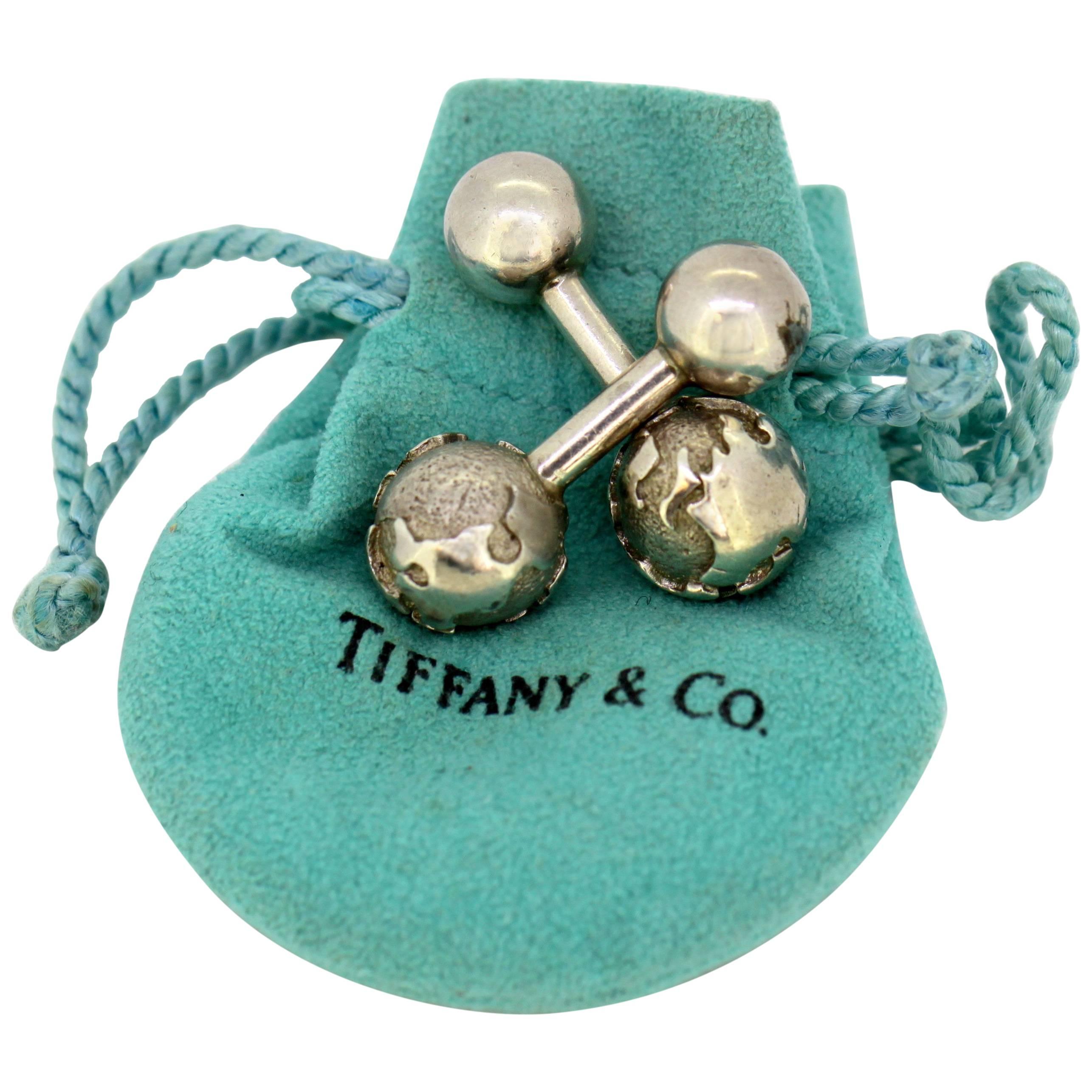 Tiffany & Co. Sterling Silver "Earth" Cufflinks, USA, circa 1990s