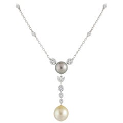 Cartier Diamond and Pearl Calin Necklace 2.61 Carat