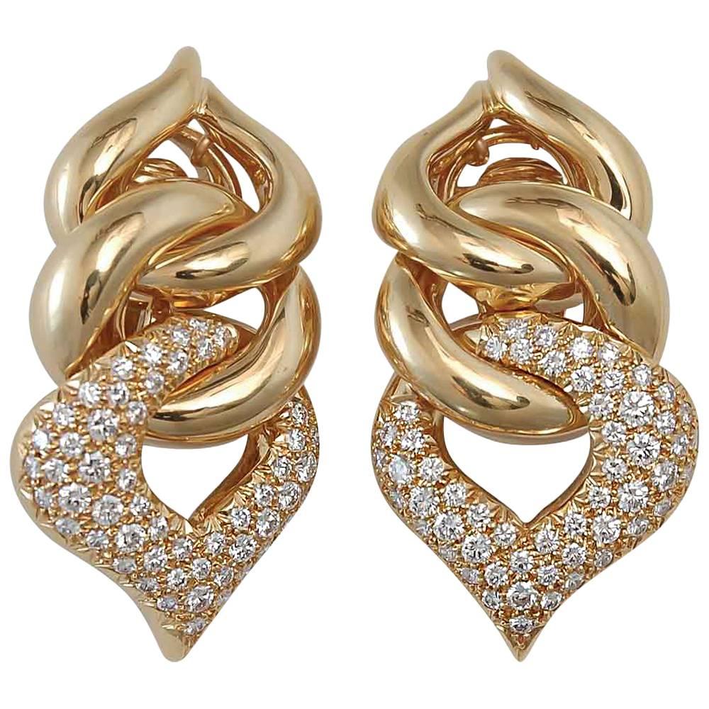 Pave’ Diamond Earclip Earrings For Sale