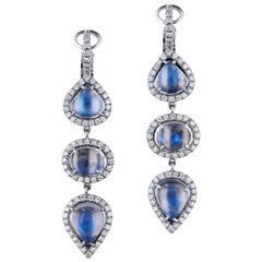 H & H 12.50 Carat Moonstone Dangle Earrings