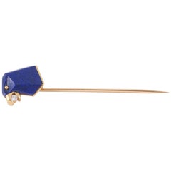 Asprey Lapis Lazuli Eagles Head Diamond in Beak Tiepin