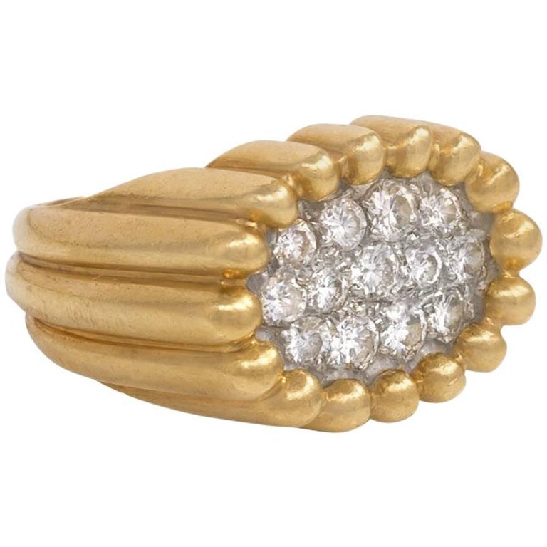 Midcentury Van Cleef and Arpels "Tartelette" Gold and Diamond Ring at  1stDibs | tartelette ring