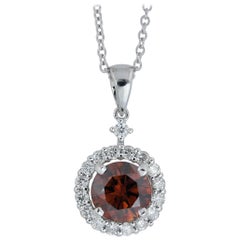 GIA Certified 1.03 Carat Natural Orangy Brown Diamond Halo Pendant