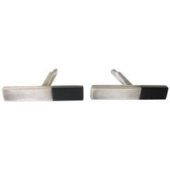 Vintage Betty Cooke Sterling Silver Exotic Wood Modernist Cufflinks