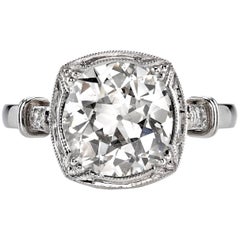 2.95 Carat Old European Cut Diamond Engagement Ring