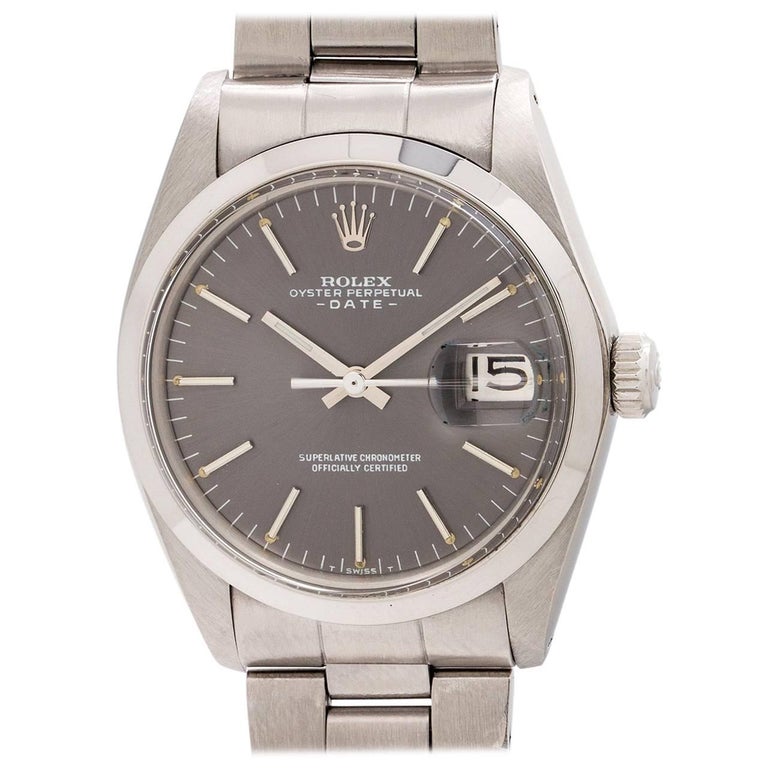 Rolex Oyster Perpetual Date Ref 1500 Gray Dial, circa 1970 For Sale at