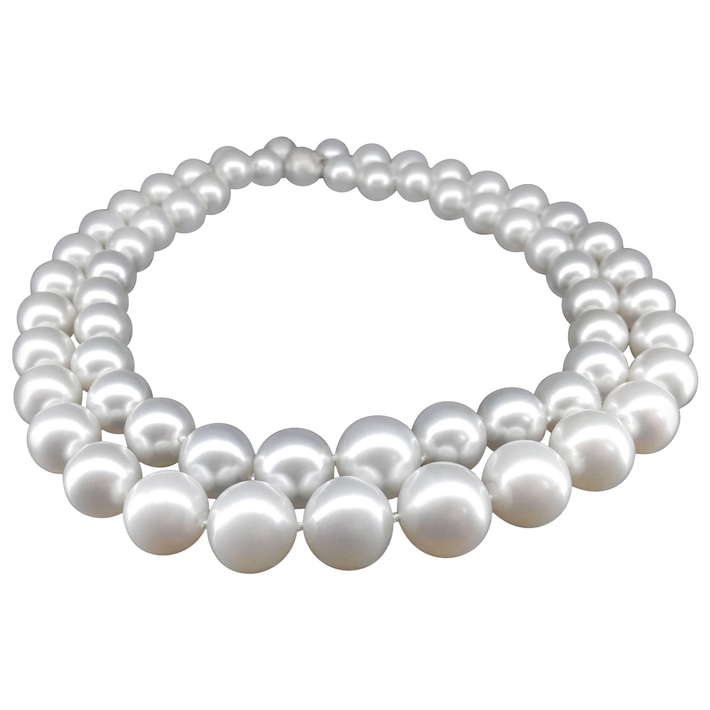 Two White South Sea Pearl Necklaces at 1stDibs