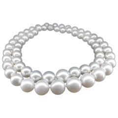 Two White South Sea Pearl Necklaces