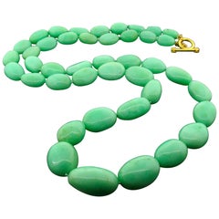 Green Opal Necklace with 18 Karat Clasp