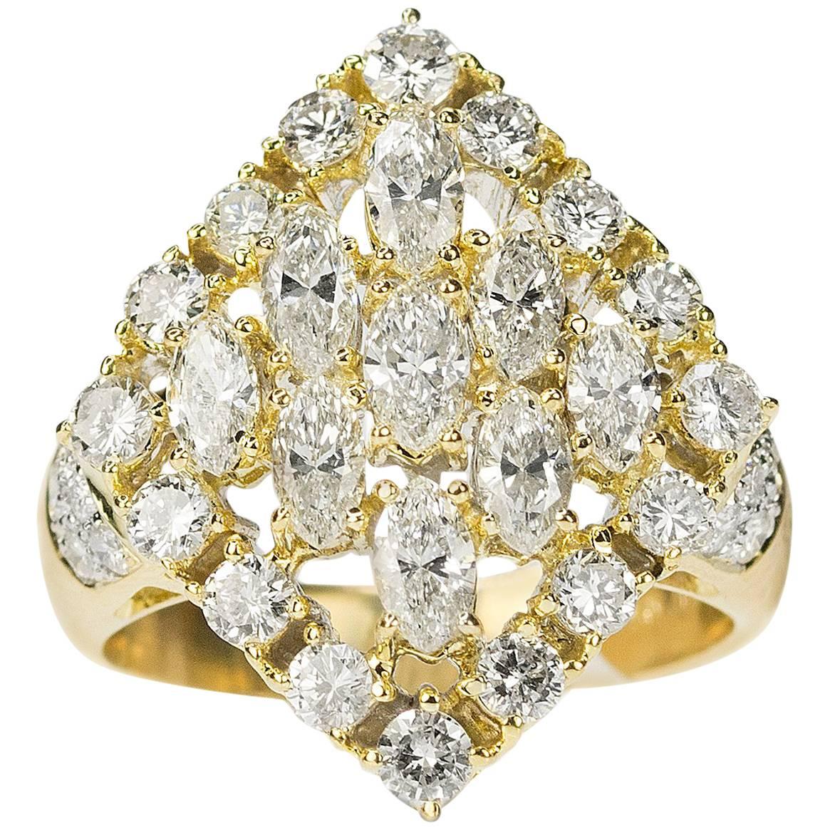 18 Karat Diamond Cluster Ring