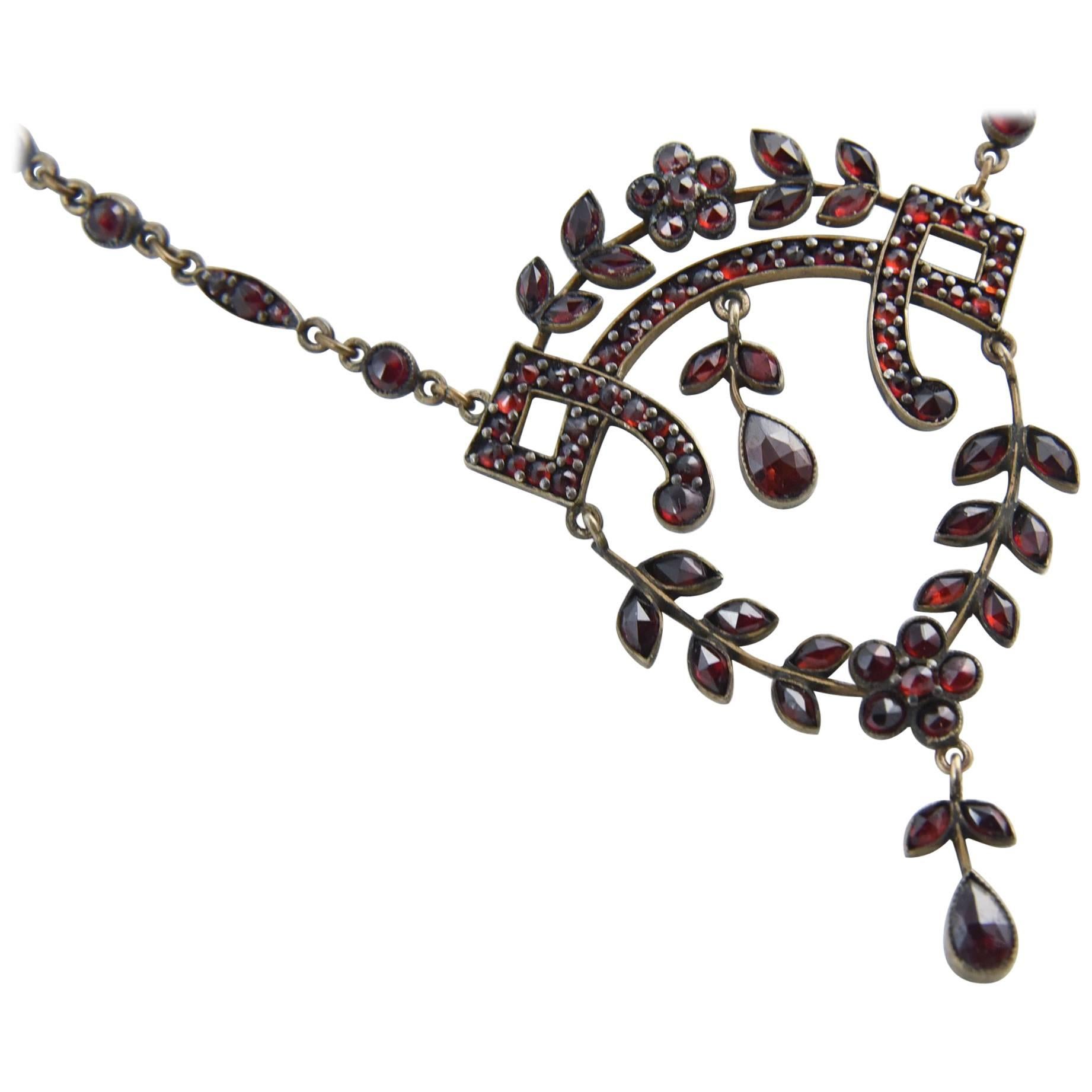 Victorian Bohemian Garnet Drop Necklace
