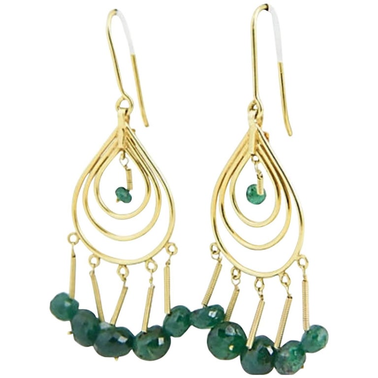 Dangling Emerald Gold Teardrop Earrings at 1stDibs emerald teardrop
