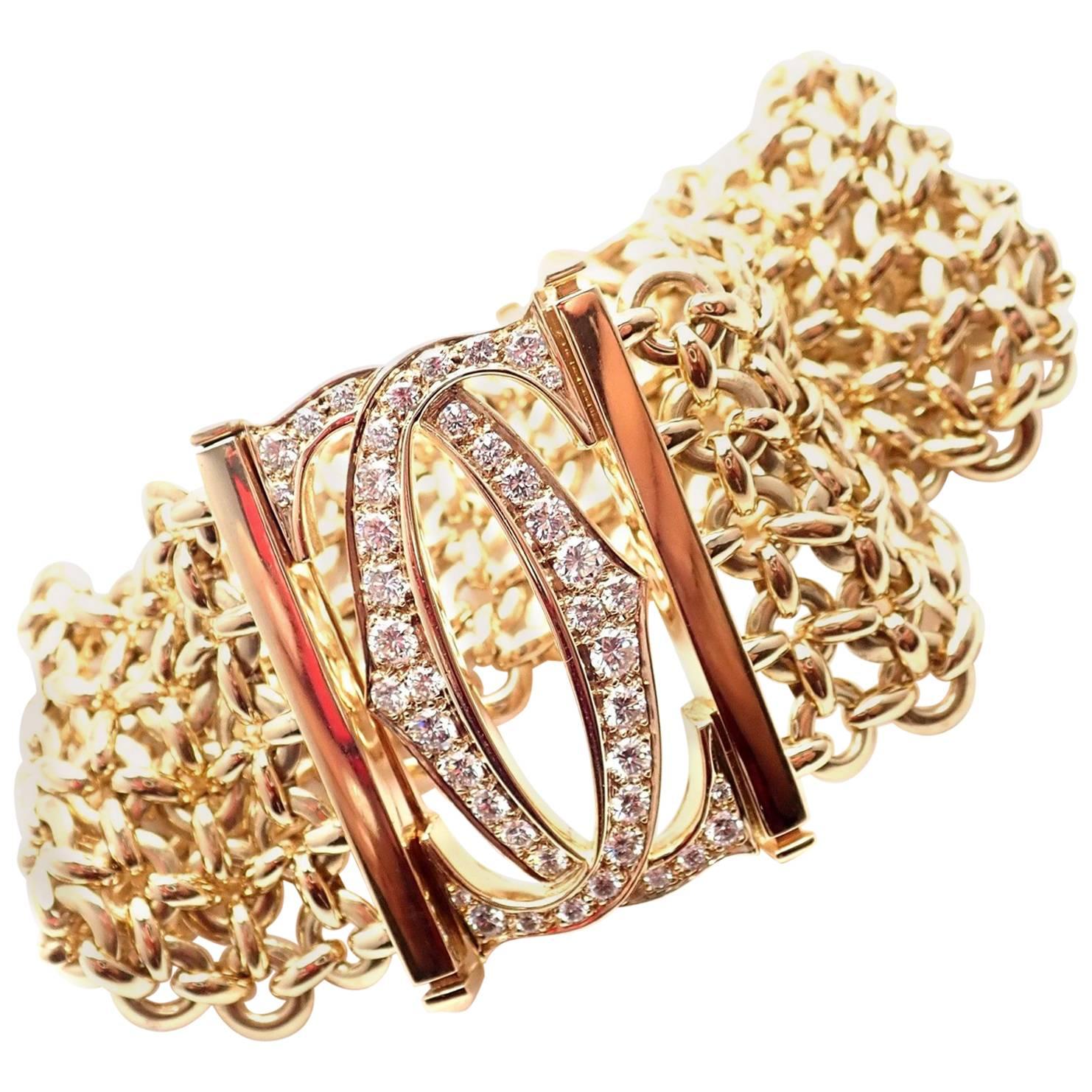 Cartier Penelope Diamond Double C Five-Row Yellow Gold Bracelet