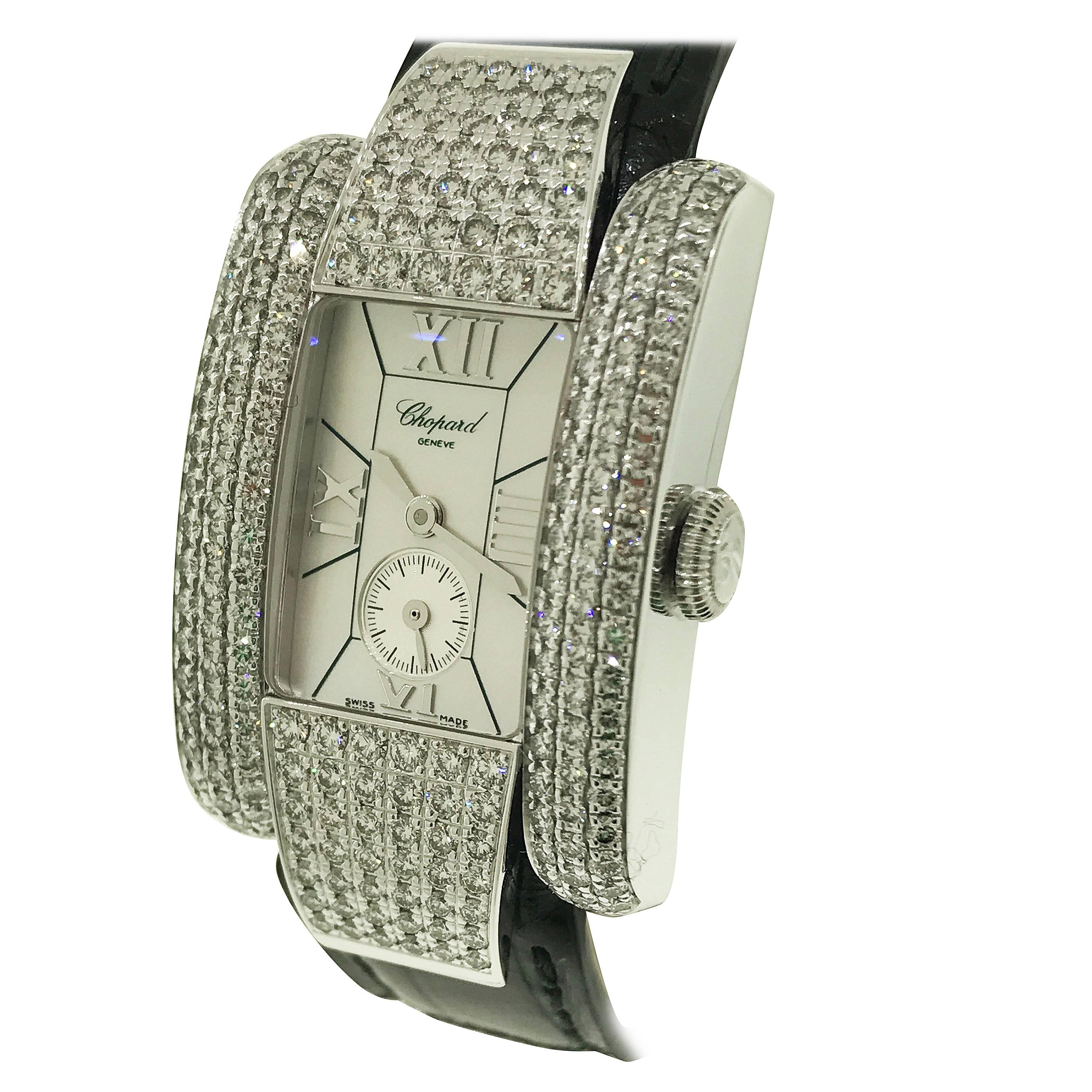 Chopard La Strada White Gold Diamond Leather Band Ladies Watch 41/6847 Brand New For Sale