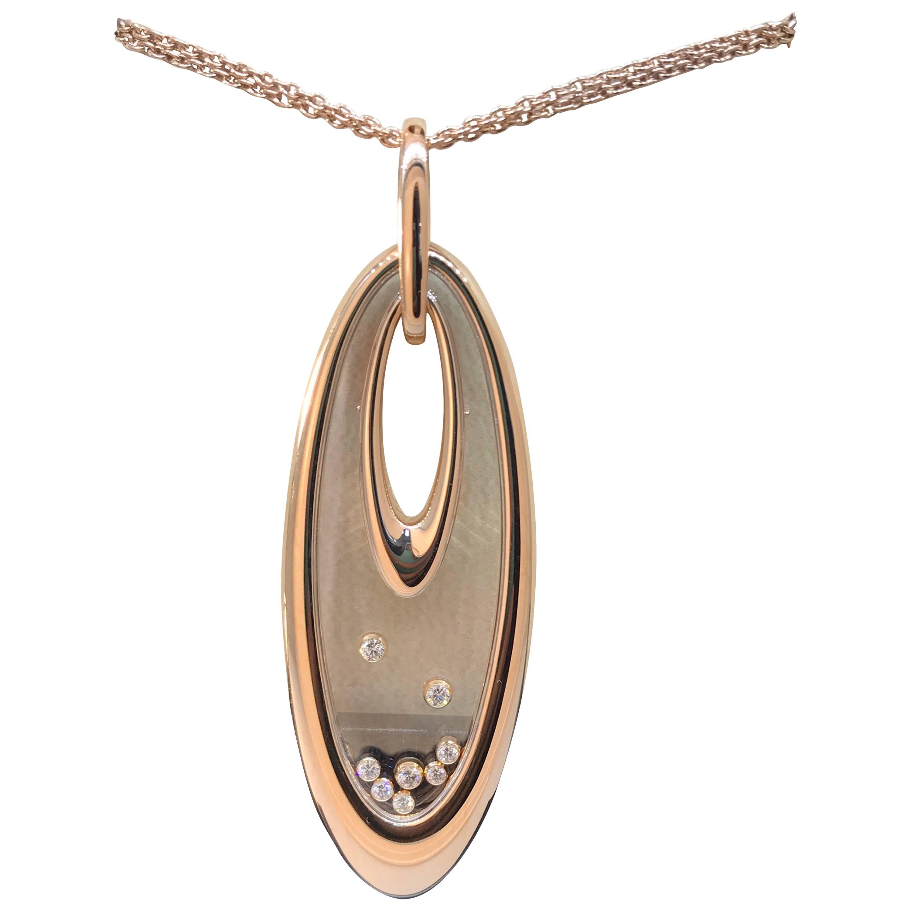 Chopard Happy Diamonds Large Oval Rose Gold Pendant Necklace 79/7781 Brand New For Sale