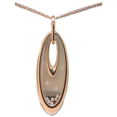 Chopard Happy Diamonds Large Oval Rose Gold Pendant Necklace 79/7781 Brand New