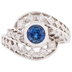 Kian Design  White Gold Ceylon Sapphire and Diamond Ring