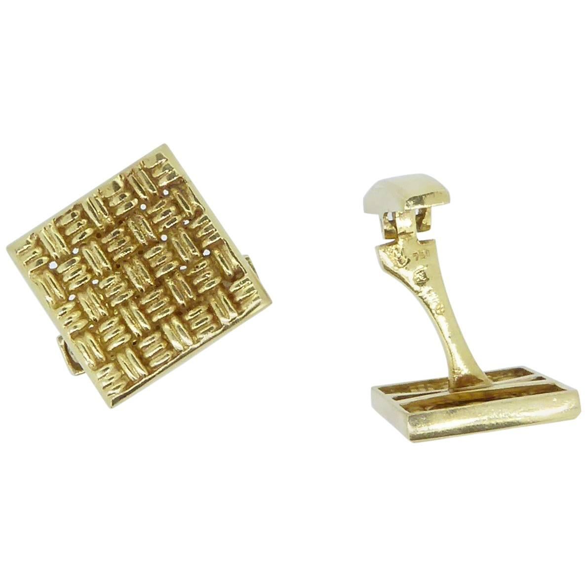 Lalaounis 18 Carat Yellow Gold Panel Cufflinks For Sale