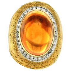 Florentine Amber Diamond Satin Gold Ring