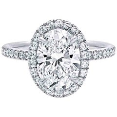 Harry Winston Inspired Diamond Halo Engagement Ring