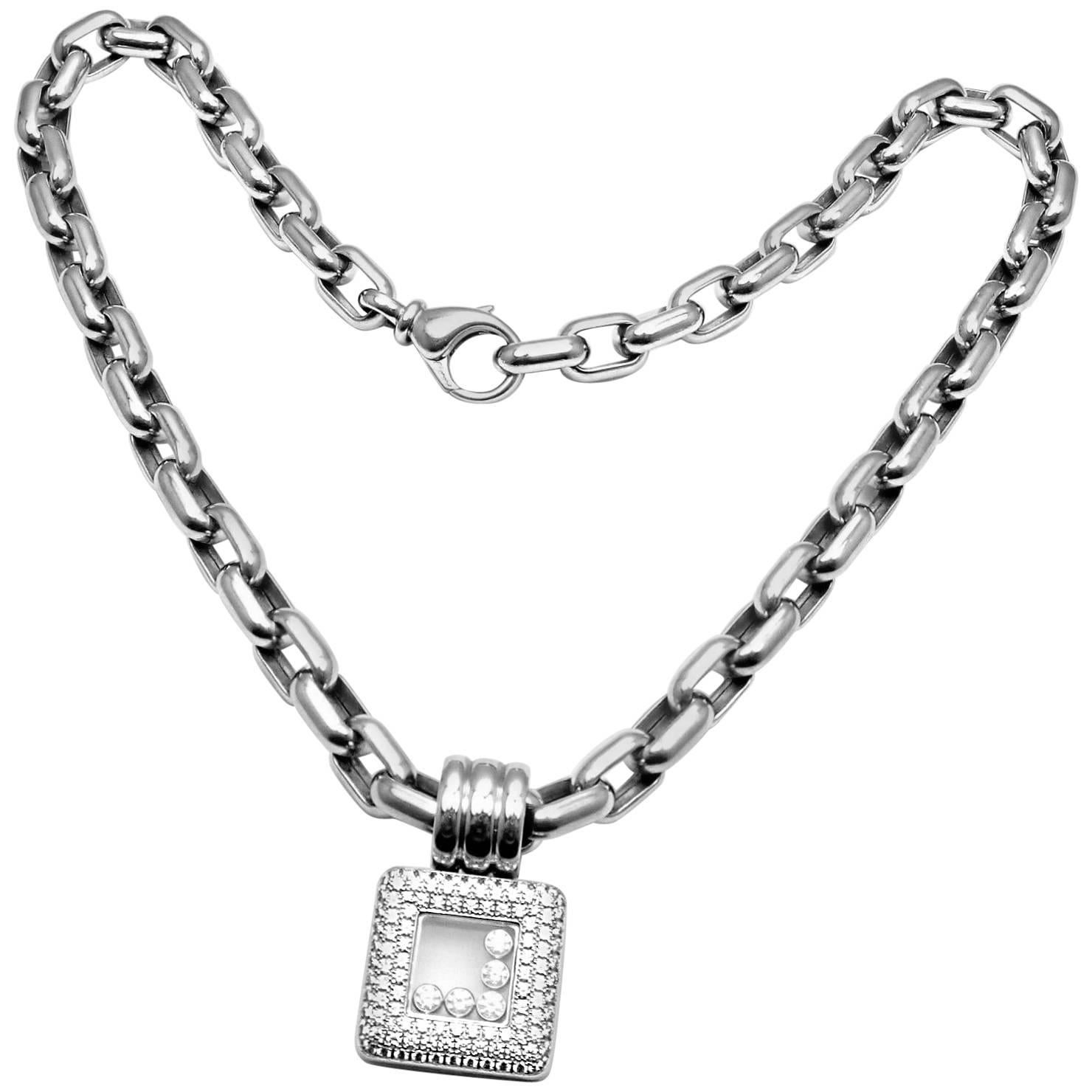 Chopard Happy Diamond Square White Gold Pendant Necklace