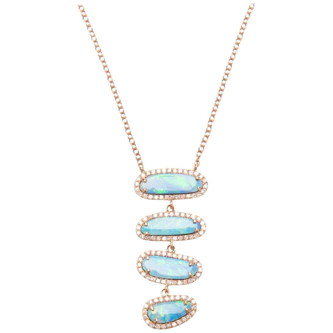 Four Opal Slice Necklace