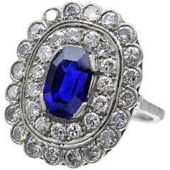 Vintage Certified Natural Burmese Sapphire Art Deco Ring