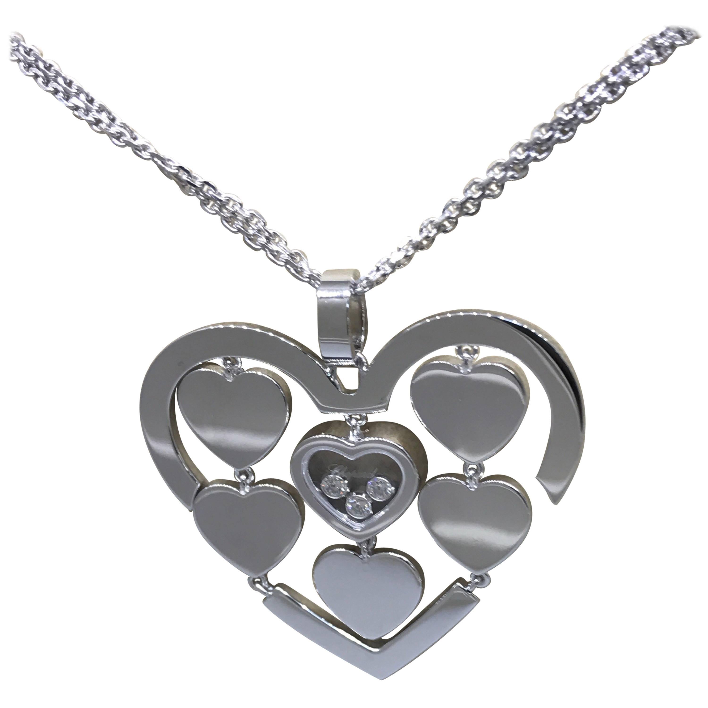 Chopard Amore Hearts 18 Karat Gold and Diamond Pendant Necklace 79/7220-1001 For Sale