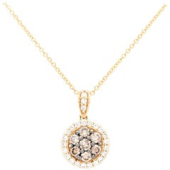 Le Vian Champagne Diamond Halo Pendant Necklace .50 Carat in 14 Karat Gold