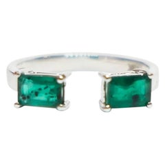 Two Emerald Double Bar Ring