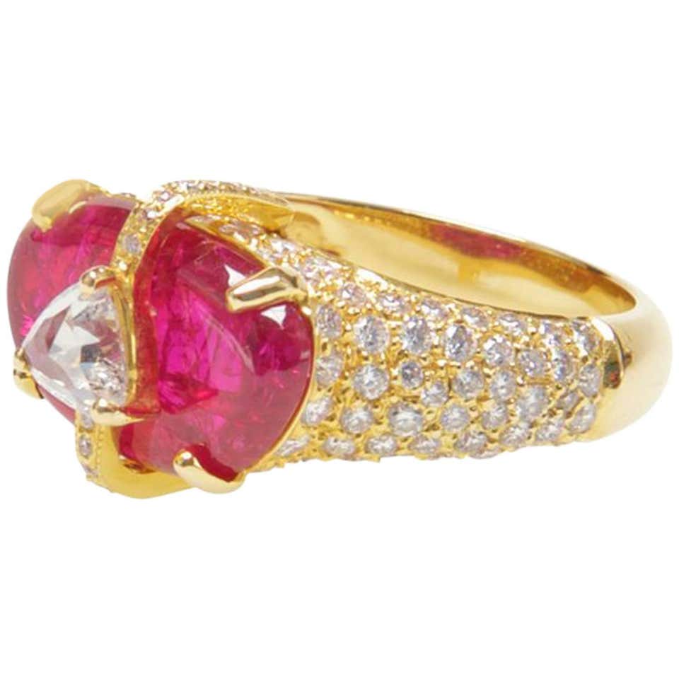 Ruby Slice Diamond Ring at 1stDibs