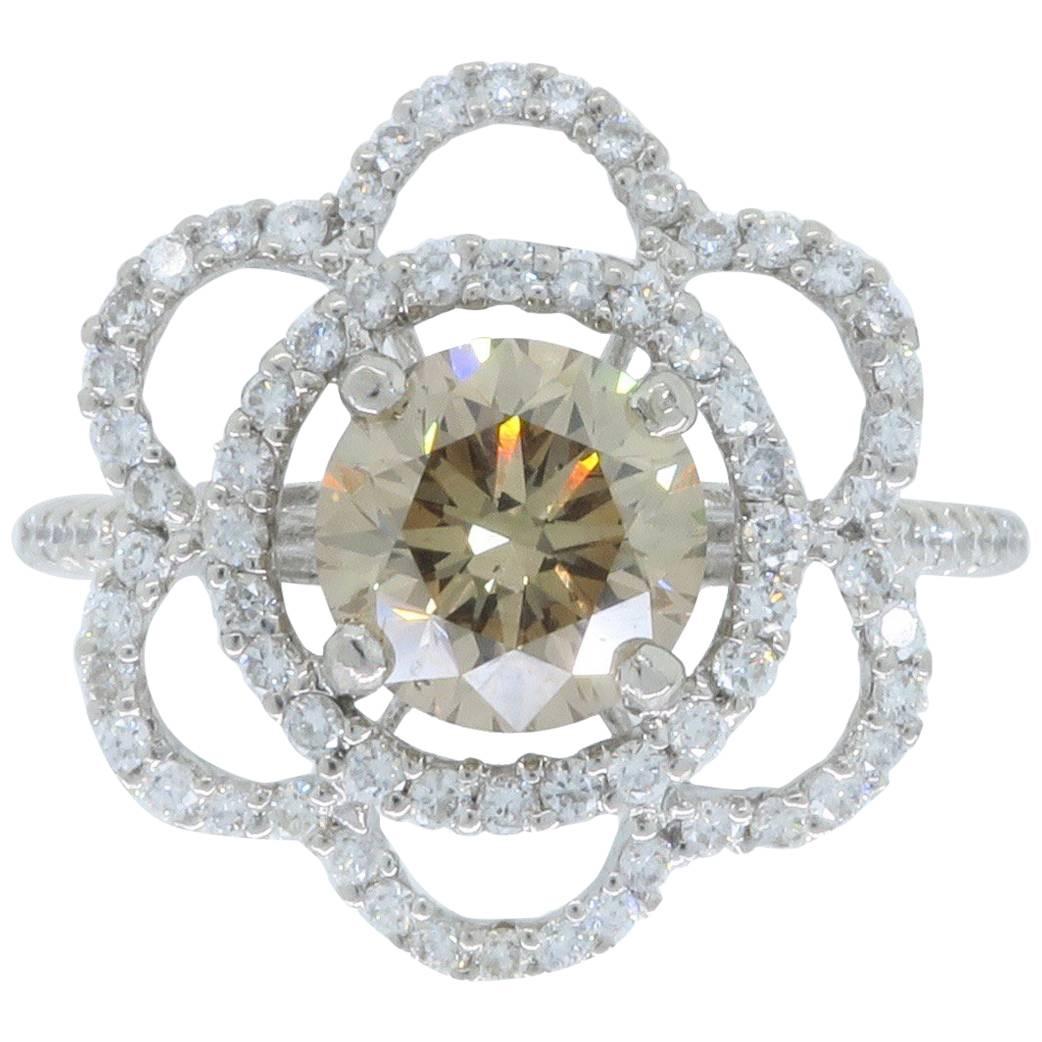 Certified 1.62 Carat Flower Diamond Ring