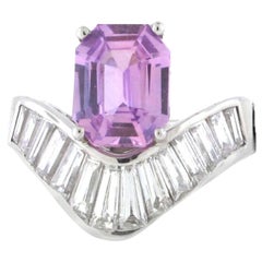 GIA Cert, 3.13 No Heat Ceylon Purple Sapphire with 18kt White Gold and Dia Mtg.