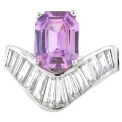  GIA Cert, 3.13 No Heat Ceylon Purple Sapphire with 18kt White Gold and Dia Mtg.