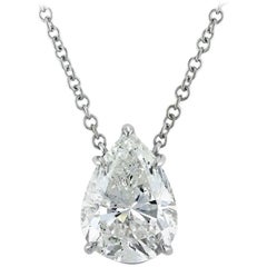 Mark Broumand 5.03 Carat Pear Shaped Diamond Pendant in 18 Karat White Gold