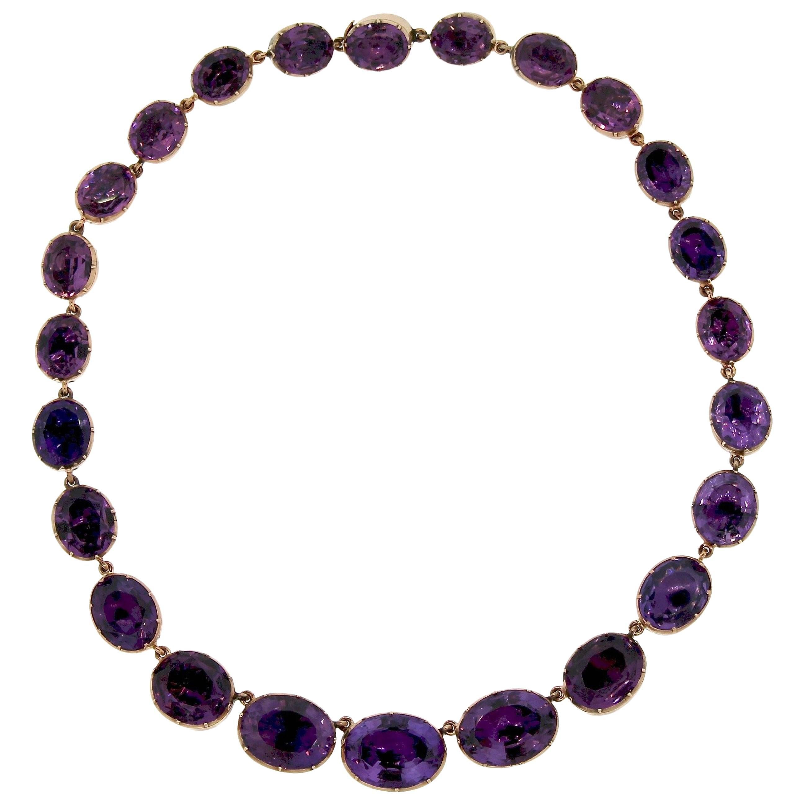 Antique Georgian Amethyst Gold Riviere Necklace