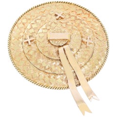 18 Karat Yellow Gold Hat Brooch
