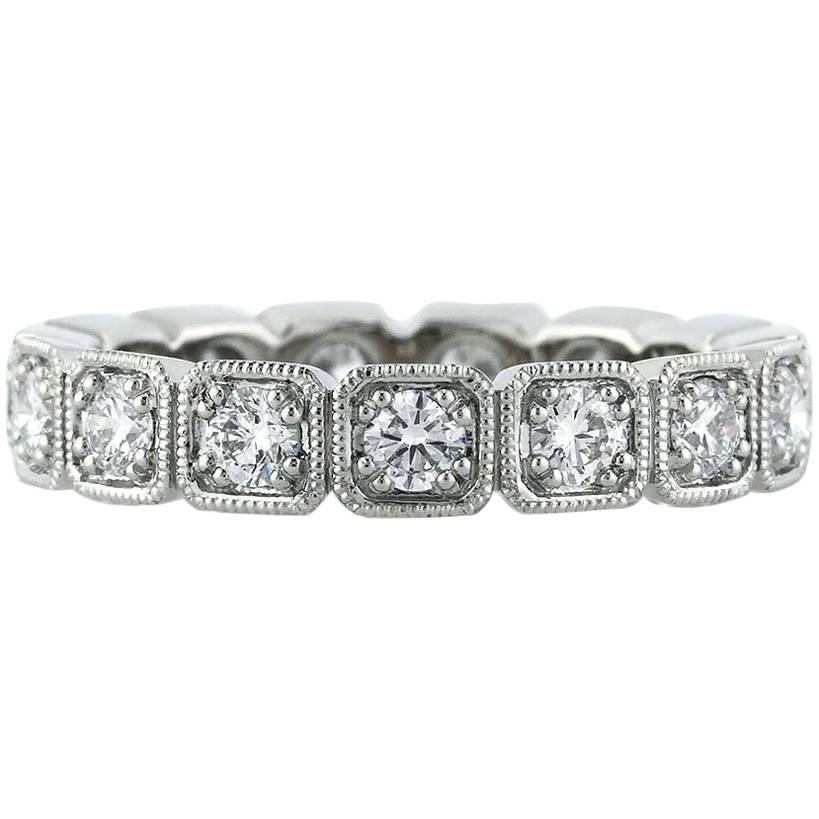 Mark Broumand, anneau d'éternité en platine avec diamants taille brillant rond de 1,20 carat en vente