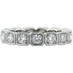 Mark Broumand, anneau d'éternité en platine avec diamants taille brillant rond de 1,20 carat