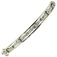 1930s Bangle Bracelet in Platinum and Yellow Gold