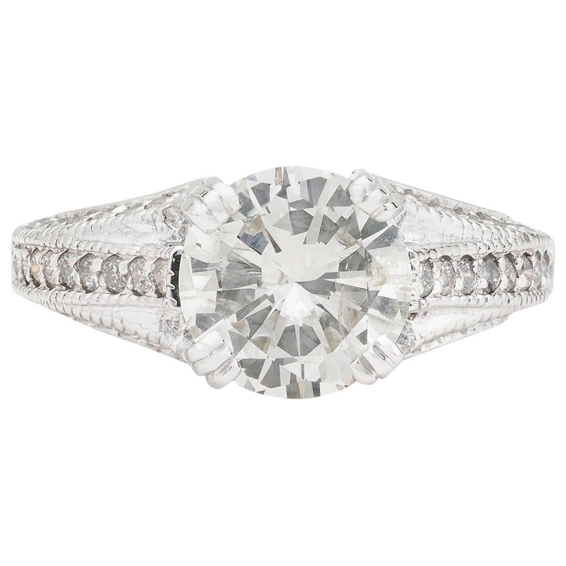 Estate Diamond Ring Featuring Impressive 2.39 Carat Round Diamond