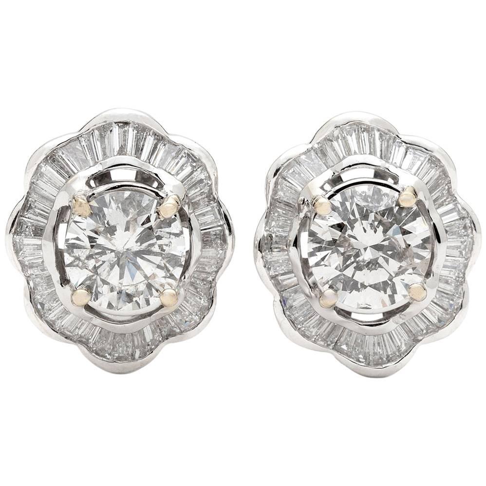 4.75 Carat Estate Diamond and White Gold Earrings