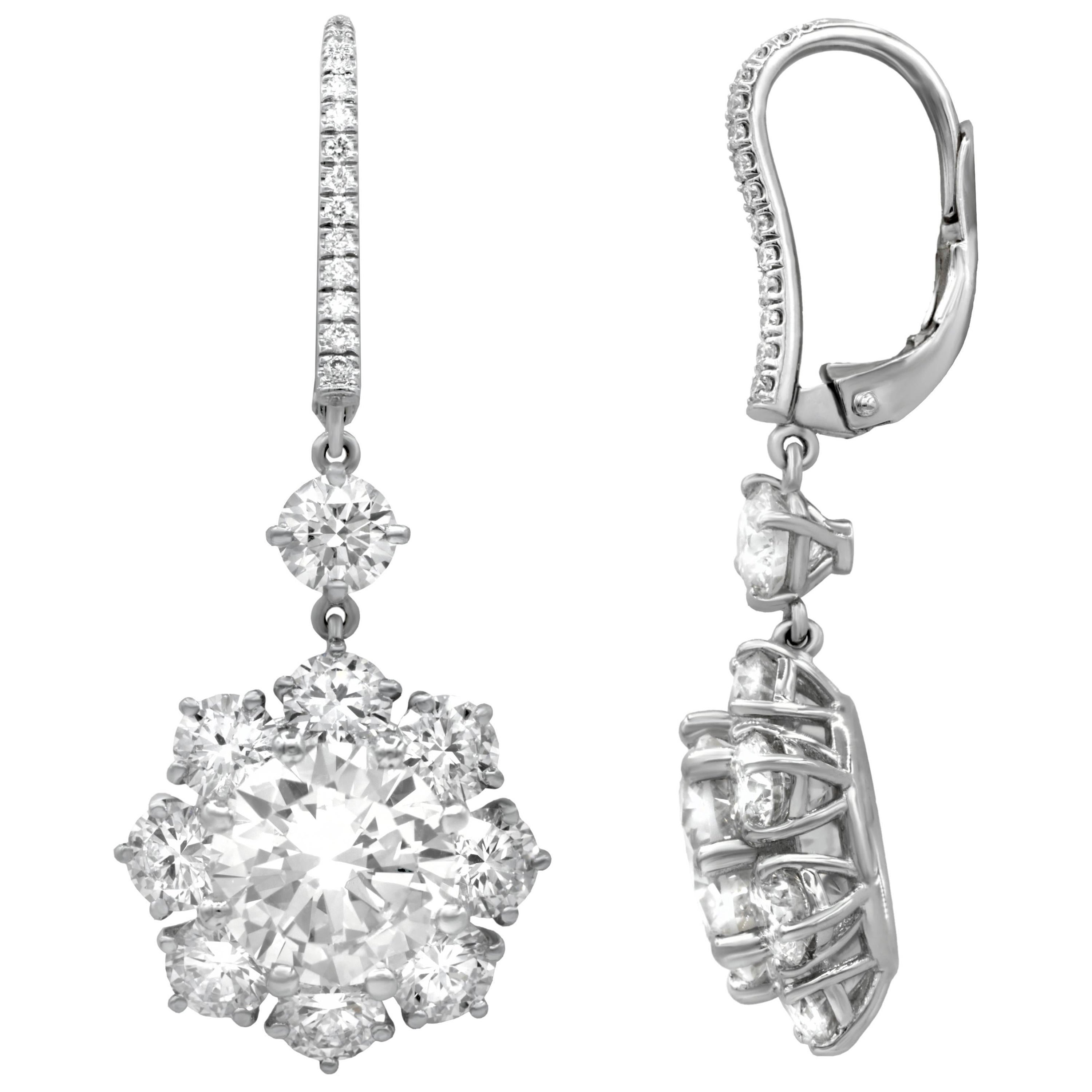 Magnificent 12.17 Carat Round Diamond Earrings For Sale